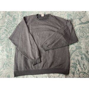 VINTAGE Hanes Men Sweater Large Gray Crew Neck Pullover‎ Long Sleeve